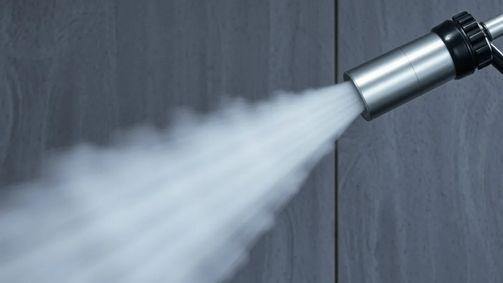 Close up of a steam cleaning nozzle releasing hot steam on a